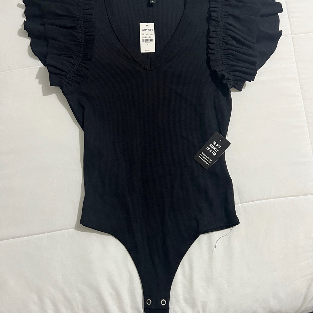 Women’s Express V-neck Flutter sleeve Bodysuit NWT